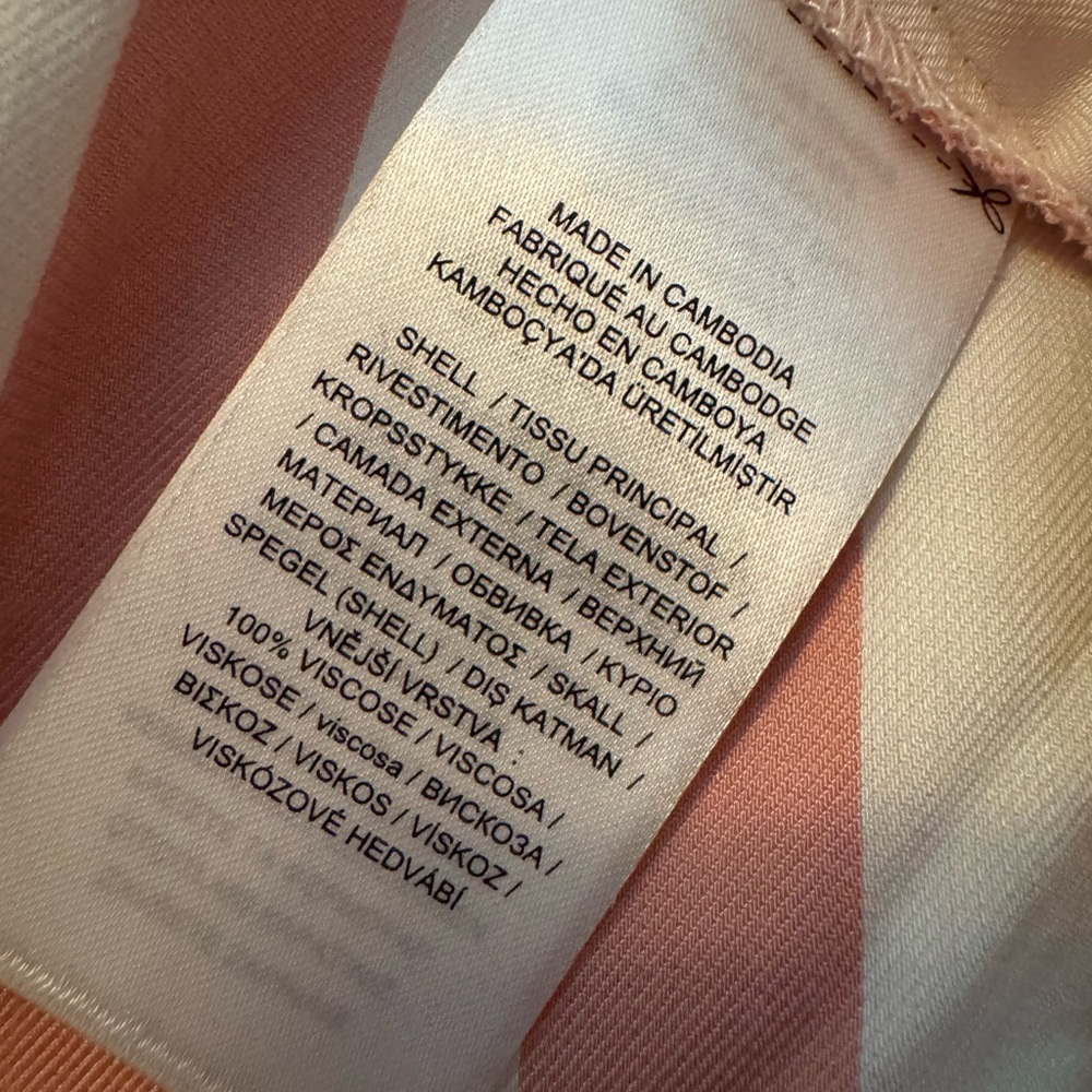 NWT Lauren Ralph Lauren Coral and White Striped Pants - Picture 6 of 7